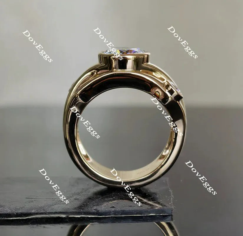 Doveggs bezel setting art deco engagement ring only semi-mount only(Exclusively to DovEggs Stones)