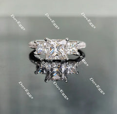 DovEggs pave three-stone engagement ring semi-mount only(Exclusively to DovEggs Stones)