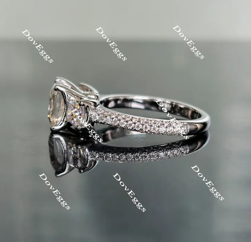 DovEggs pave three-stone engagement ring semi-mount only(Exclusively to DovEggs Stones)