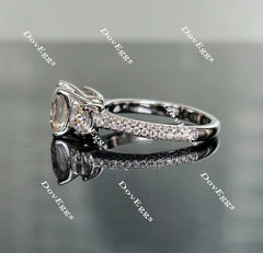 DovEggs pave three-stone engagement ring semi-mount only(Exclusively to DovEggs Stones)