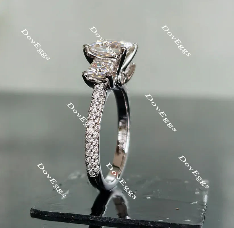 DovEggs pave three-stone engagement ring semi-mount only(Exclusively to DovEggs Stones)