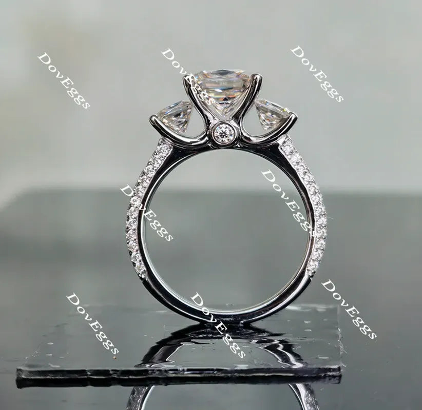DovEggs pave three-stone engagement ring semi-mount only(Exclusively to DovEggs Stones)
