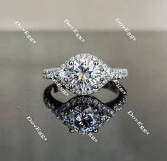 The Anna round half eternity pave halo engagement ring only semi-mount only(Exclusively to DovEggs Stones)