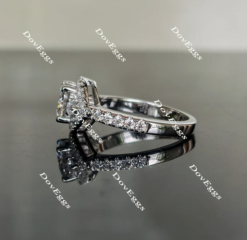 The Anna round half eternity pave halo engagement ring only semi-mount only(Exclusively to DovEggs Stones)