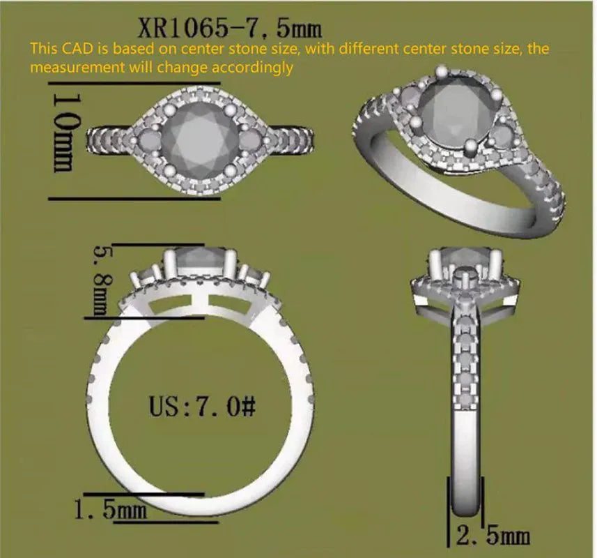 The Anna round half eternity pave halo engagement ring only semi-mount only(Exclusively to DovEggs Stones)