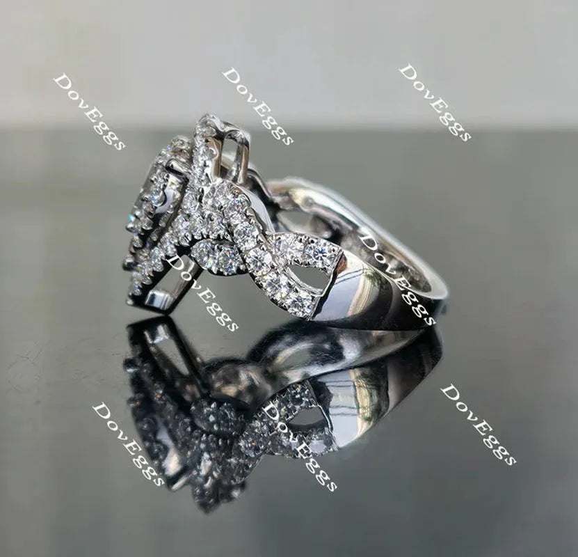 DovEggs split shank double halo engagement ring engagement ring only semi-mount only(Exclusively to DovEggs Stones)