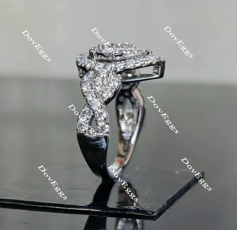 DovEggs split shank double halo engagement ring engagement ring only semi-mount only(Exclusively to DovEggs Stones)