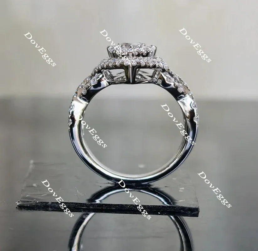 DovEggs split shank double halo engagement ring engagement ring only semi-mount only(Exclusively to DovEggs Stones)