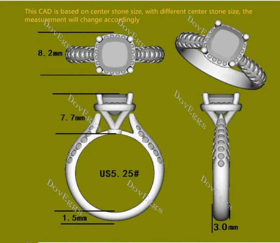 DovEggs pave halo engagement ring semi-mount only(Exclusively to DovEggs Stones)