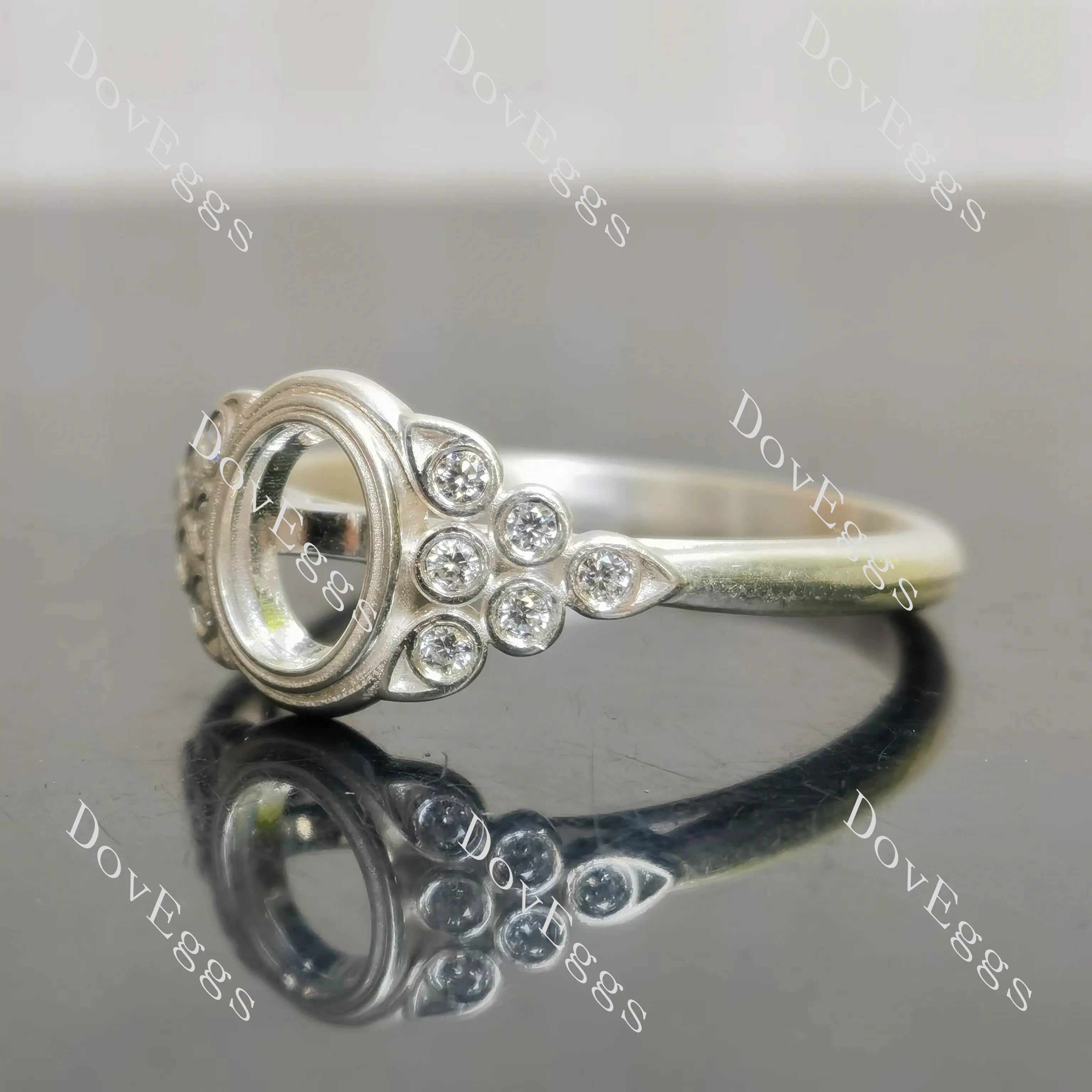 Atherine’s Joy oval side-stone engagement ring semi-mount only(Exclusively to DovEggs Stones)