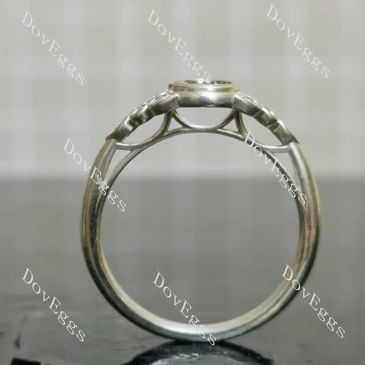 Atherine’s Joy oval side-stone engagement ring semi-mount only(Exclusively to DovEggs Stones)