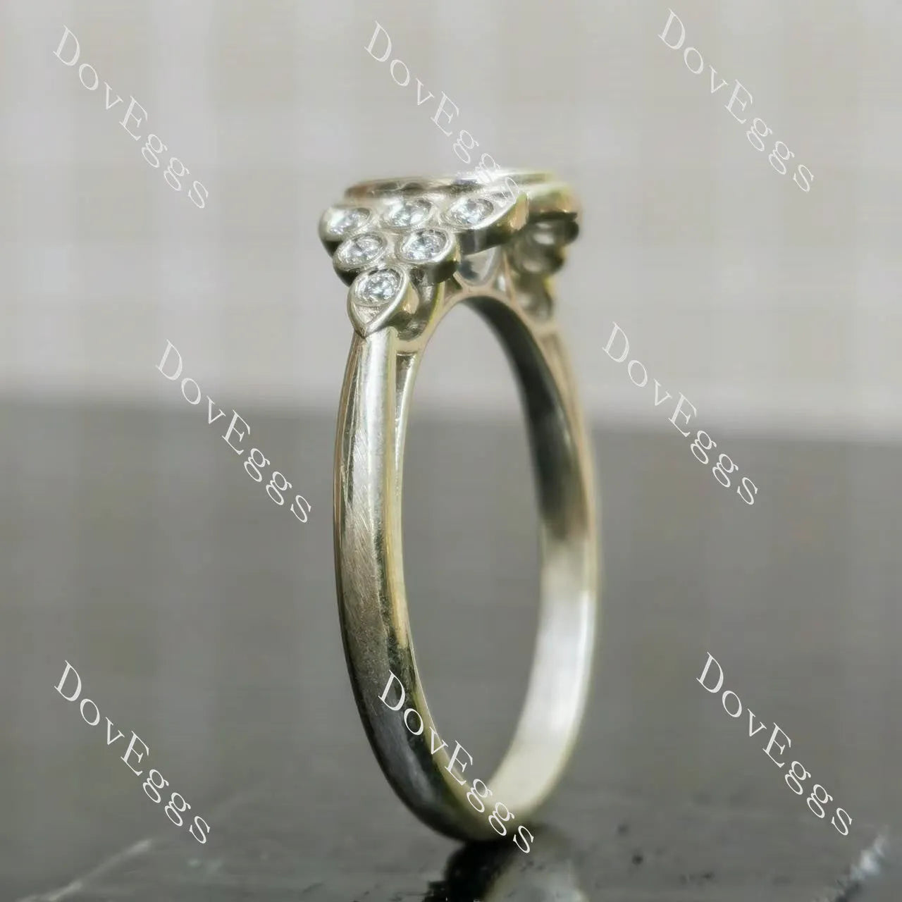 Atherine’s Joy oval side-stone engagement ring semi-mount only(Exclusively to DovEggs Stones)