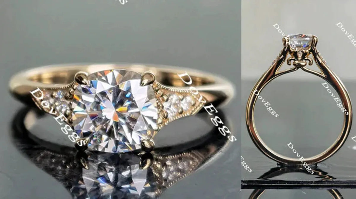 DoveEggs art deco engagement ring only semi-mount only(Exclusively to DovEggs Stones)