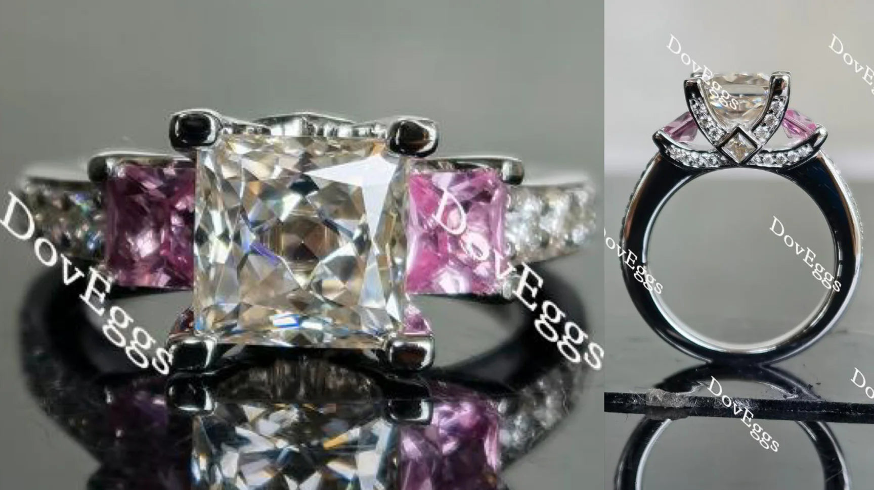 The Ginny side-stone engagement ring only semi-mount only(Exclusively to DovEggs Stones)