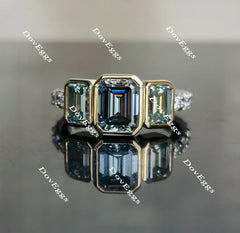 DovEggs bezel three-stone vintage engagement ring semi-mount only(Exclusively to DovEggs Stones)