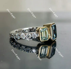 DovEggs bezel three-stone vintage engagement ring semi-mount only(Exclusively to DovEggs Stones)