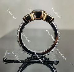DovEggs bezel three-stone vintage engagement ring semi-mount only(Exclusively to DovEggs Stones)