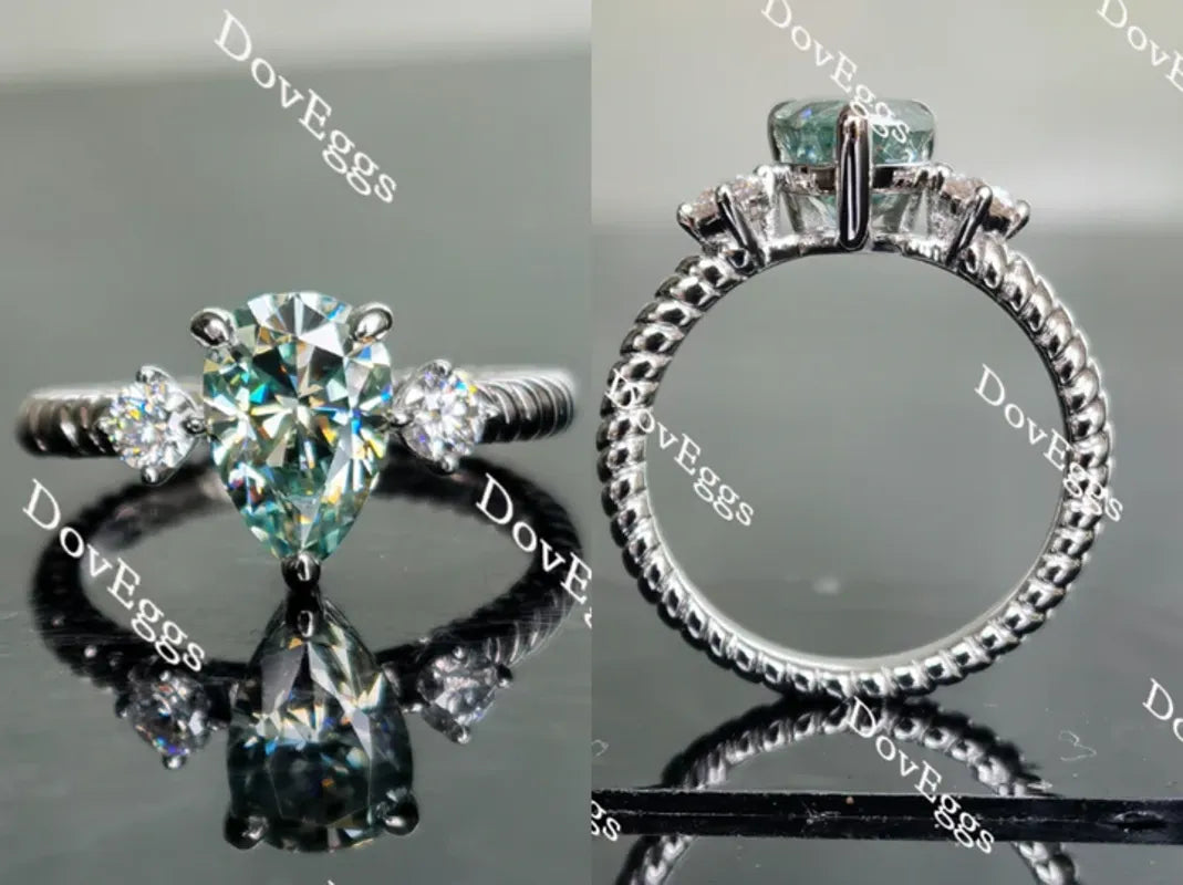 Doveggs three-stones engagement ring semi-mount only(Exclusively to DovEggs Stones)