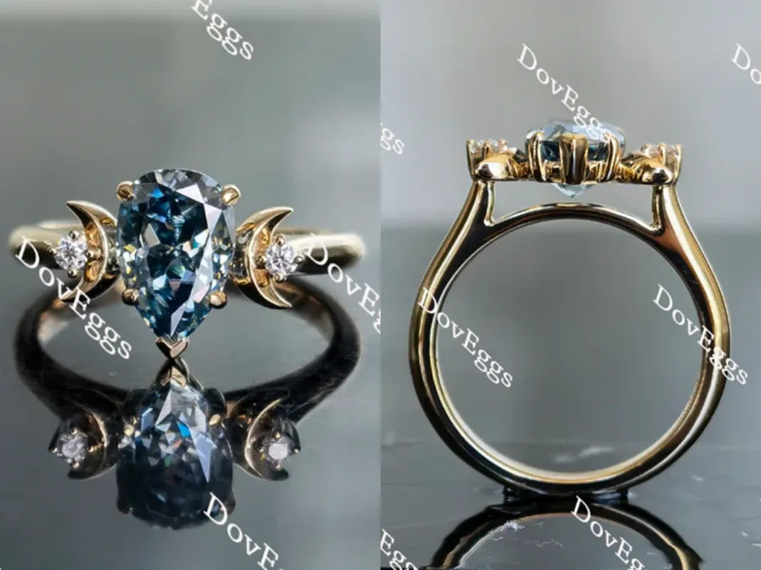 Doveggs half moon three-stone engagement ring semi-mount only(Exclusively to DovEggs Stones)