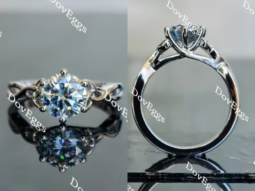 Doveggs hollow out band solitaire engagement ring semi-mount only(Exclusively to DovEggs Stones)