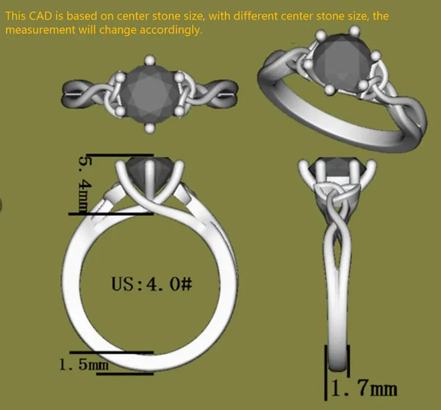 Doveggs hollow out band solitaire engagement ring semi-mount only(Exclusively to DovEggs Stones)