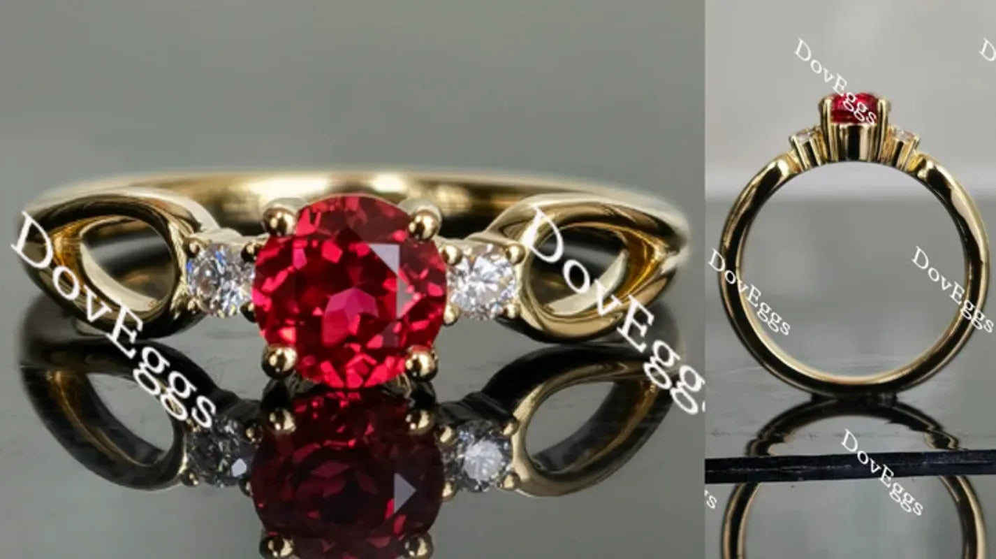Doveggs side stones art deco engagement ring semi-mount only(Exclusively to DovEggs Stones)