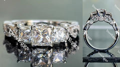 DovEggs art deco three-stone vintage engagement ring semi-mount only(Exclusively to DovEggs Stones)