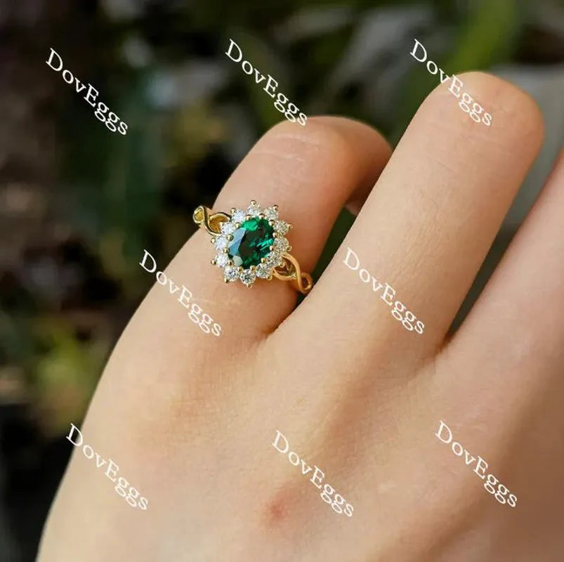 DovEggs floral halo engagement ring only semi-mount only(Exclusively to DovEggs Stones)