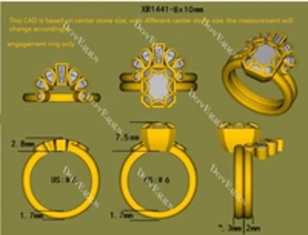 Bezel solitaire engagement ring semi-mount only(Exclusively to DovEggs Stones)