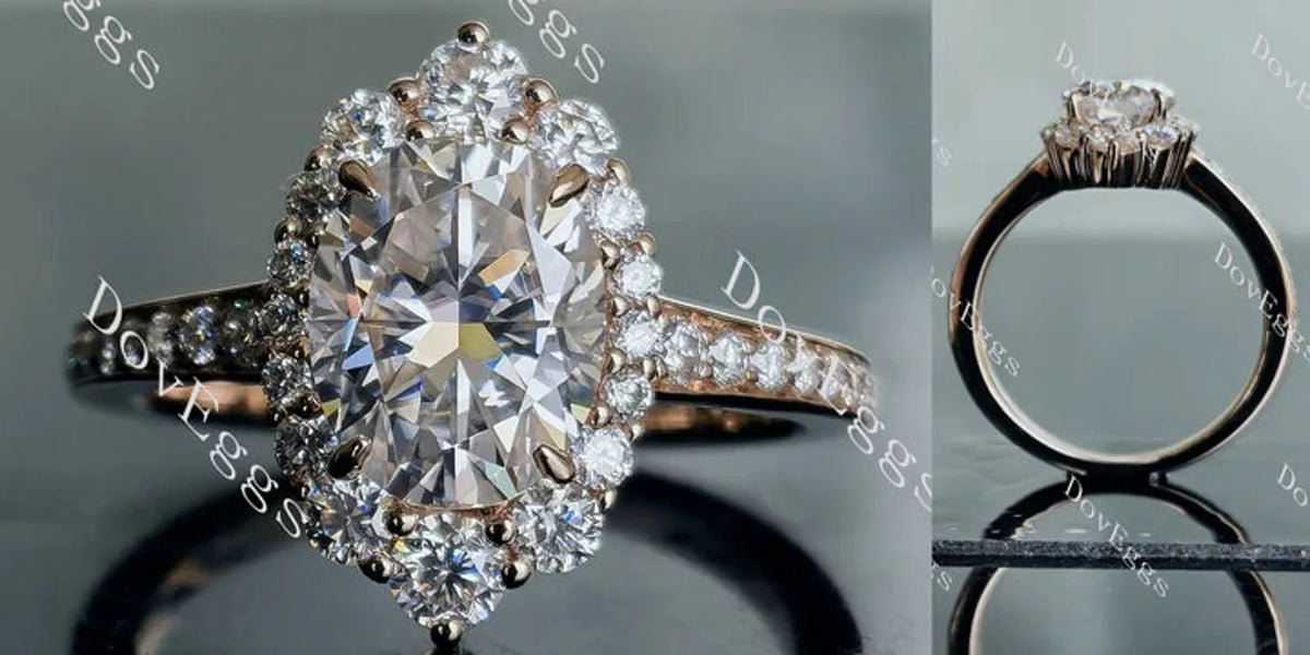 DovEggs halo half eternity pave engagement ring semi-mount only(Exclusively to DovEggs Stones)