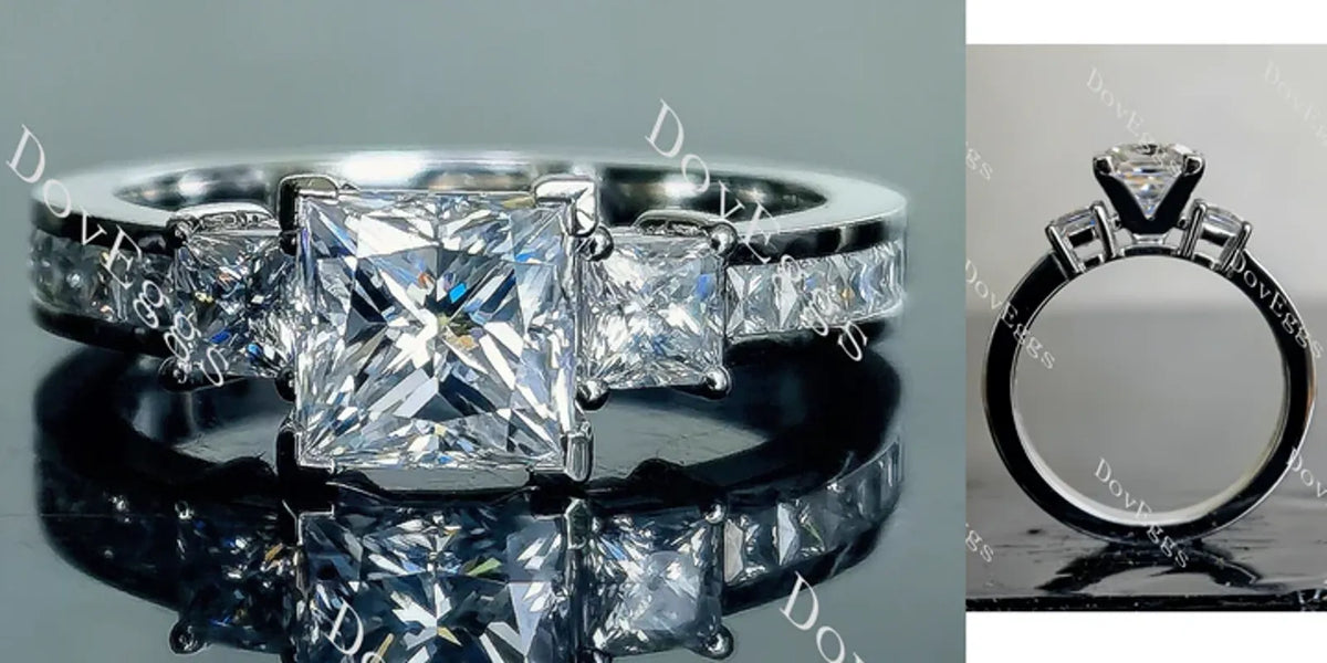 DovEggs channel set three-stone engagement ring semi-mount only(Exclusively to DovEggs Stones)