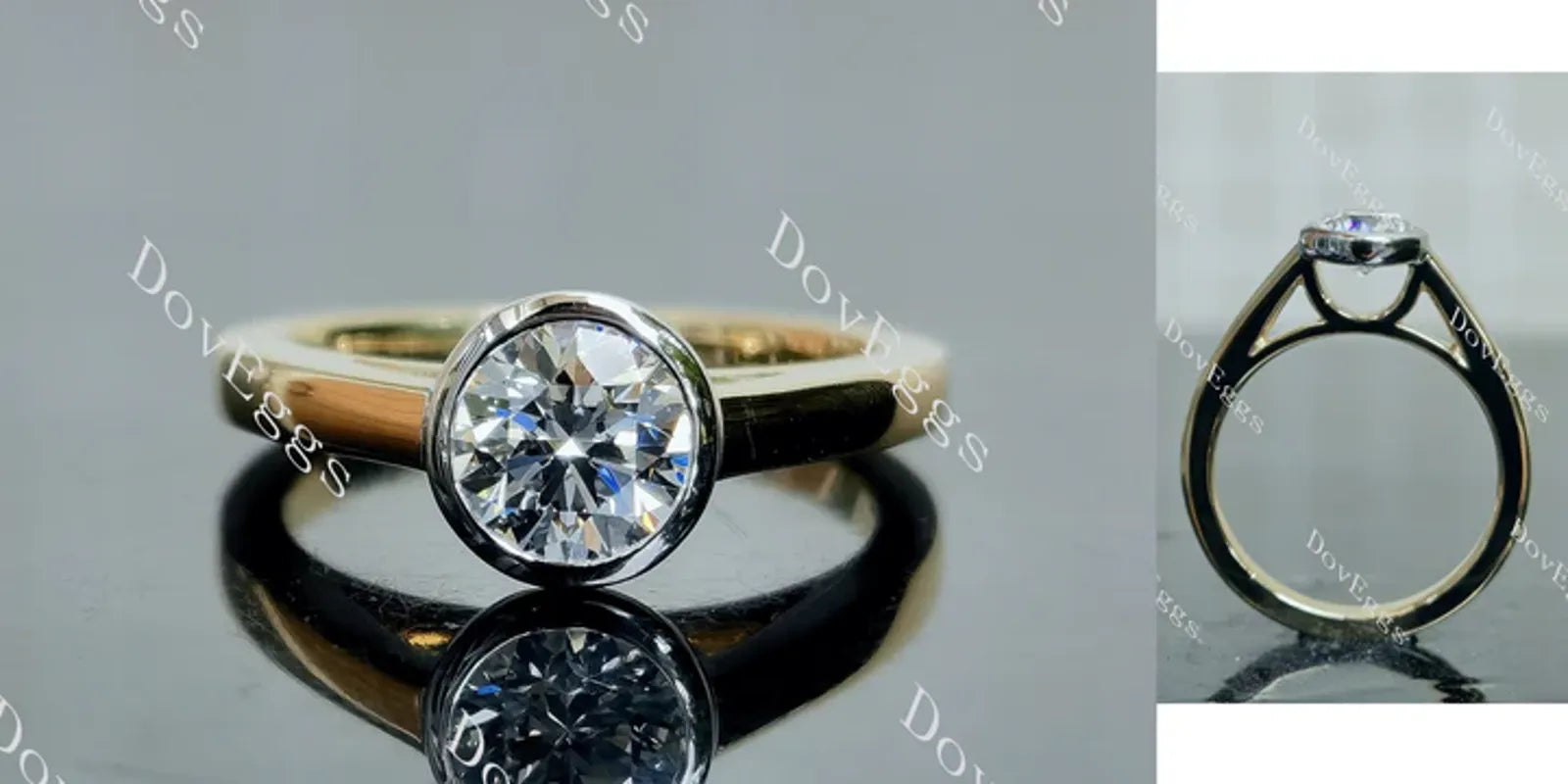 Doveggs solitaire bezel engagement ring semi-mount only(Exclusively to DovEggs Stones)