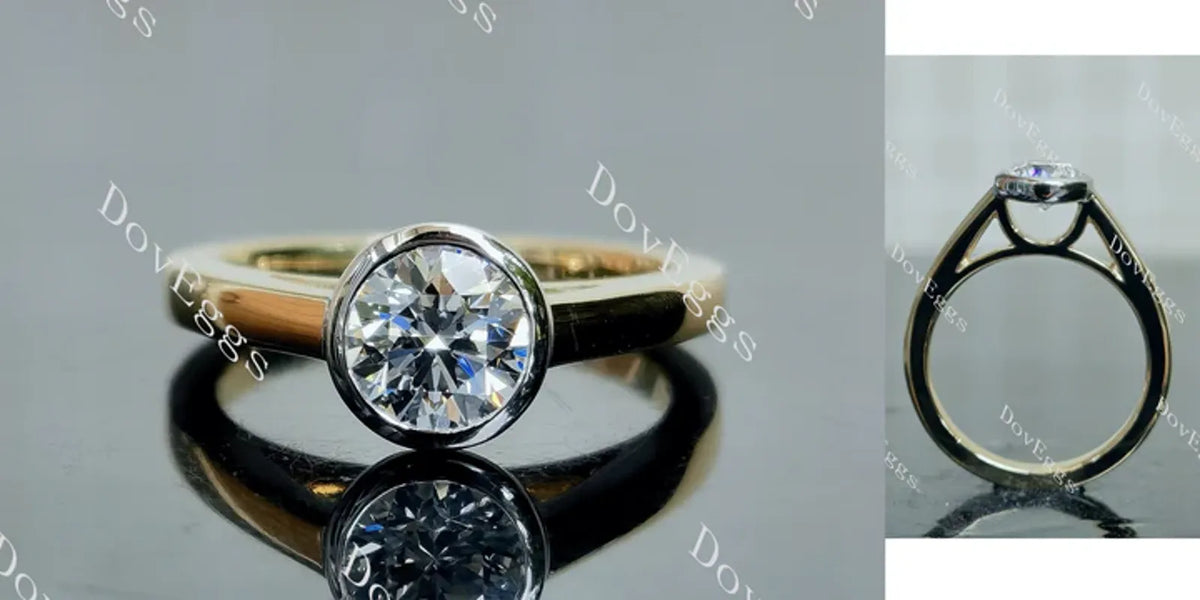 Doveggs solitaire bezel engagement ring semi-mount only(Exclusively to DovEggs Stones)