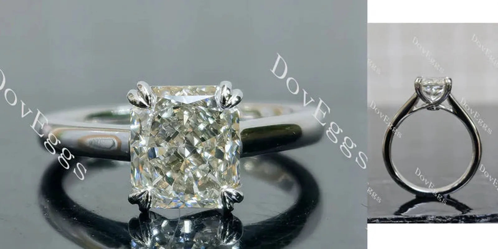 The Jessica radiant pave engagement ring semi-mount only(Exclusively to DovEggs Stones)