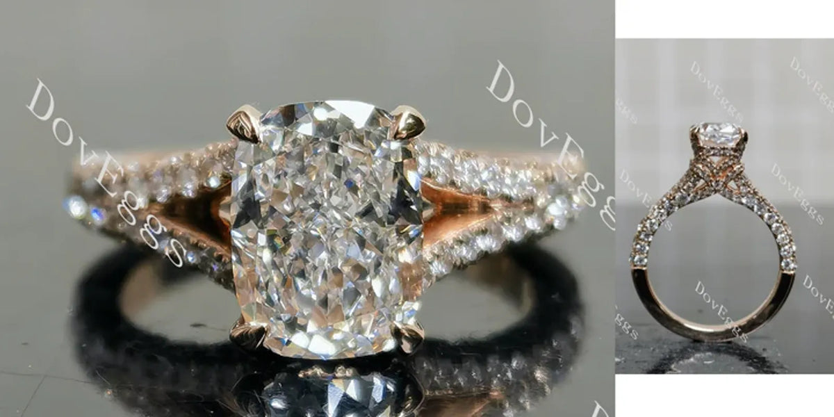 Emily's Hope split shanks pave half eternity engagement ring semi-mount only(Exclusively to DovEggs Stones)