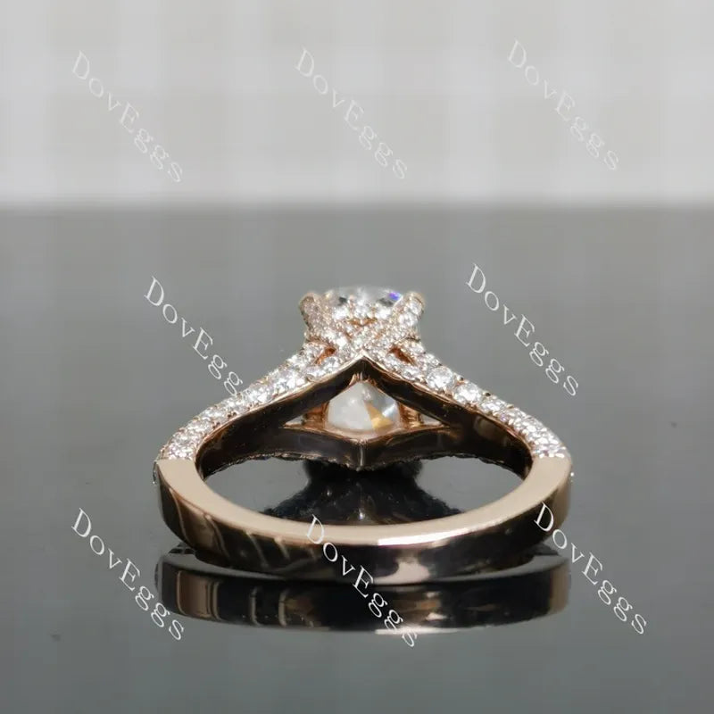 Emily's Hope split shanks pave half eternity engagement ring semi-mount only(Exclusively to DovEggs Stones)