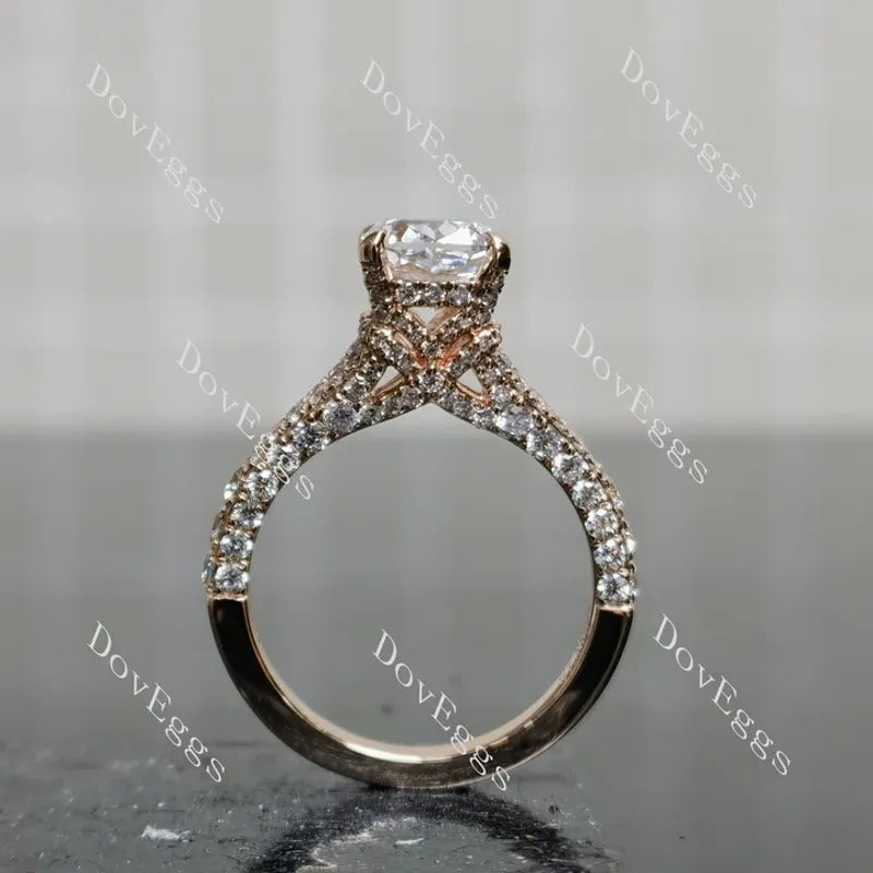 Emily's Hope split shanks pave half eternity engagement ring semi-mount only(Exclusively to DovEggs Stones)