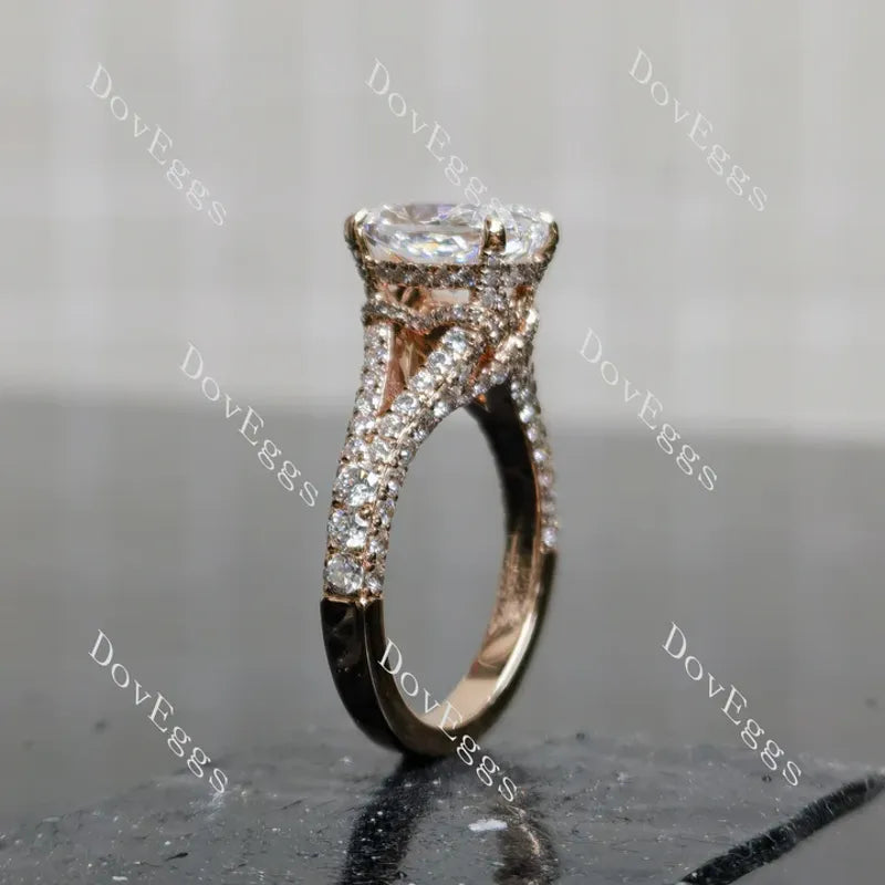Emily's Hope split shanks pave half eternity engagement ring semi-mount only(Exclusively to DovEggs Stones)