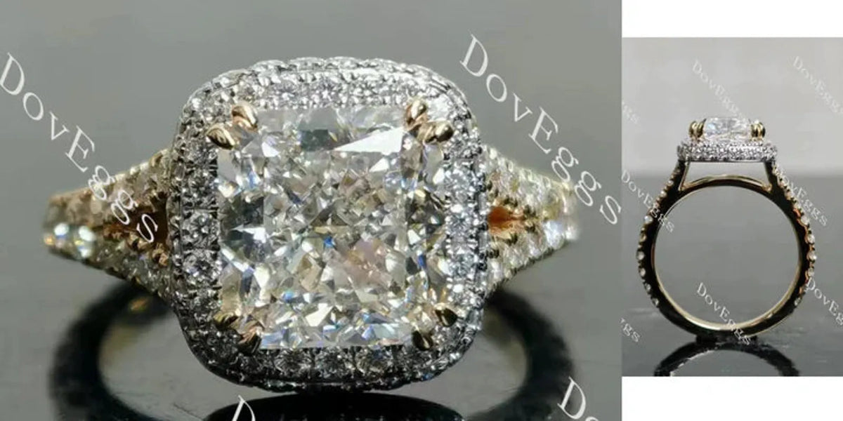 DovEggs halo split shanks engagement ring semi-mount only(Exclusively to DovEggs Stones)
