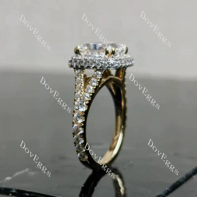 DovEggs halo split shanks engagement ring semi-mount only(Exclusively to DovEggs Stones)