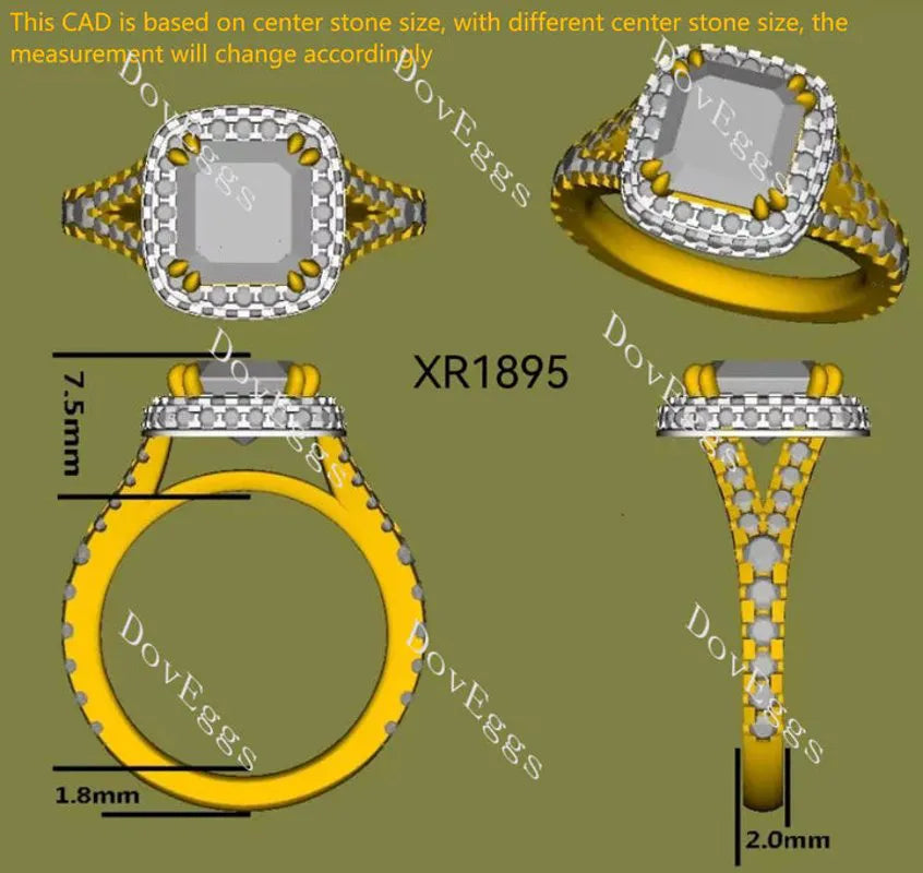 DovEggs halo split shanks engagement ring semi-mount only(Exclusively to DovEggs Stones)