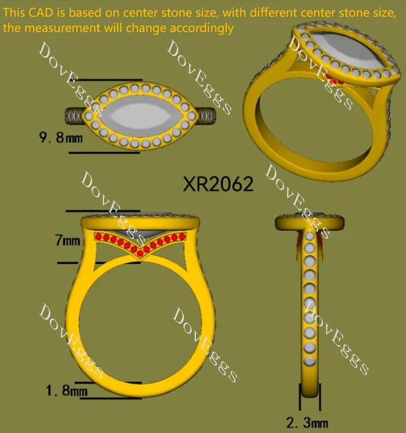 Doveggs halo vintage engagement ring semi-mount only(Exclusively to DovEggs Stones)