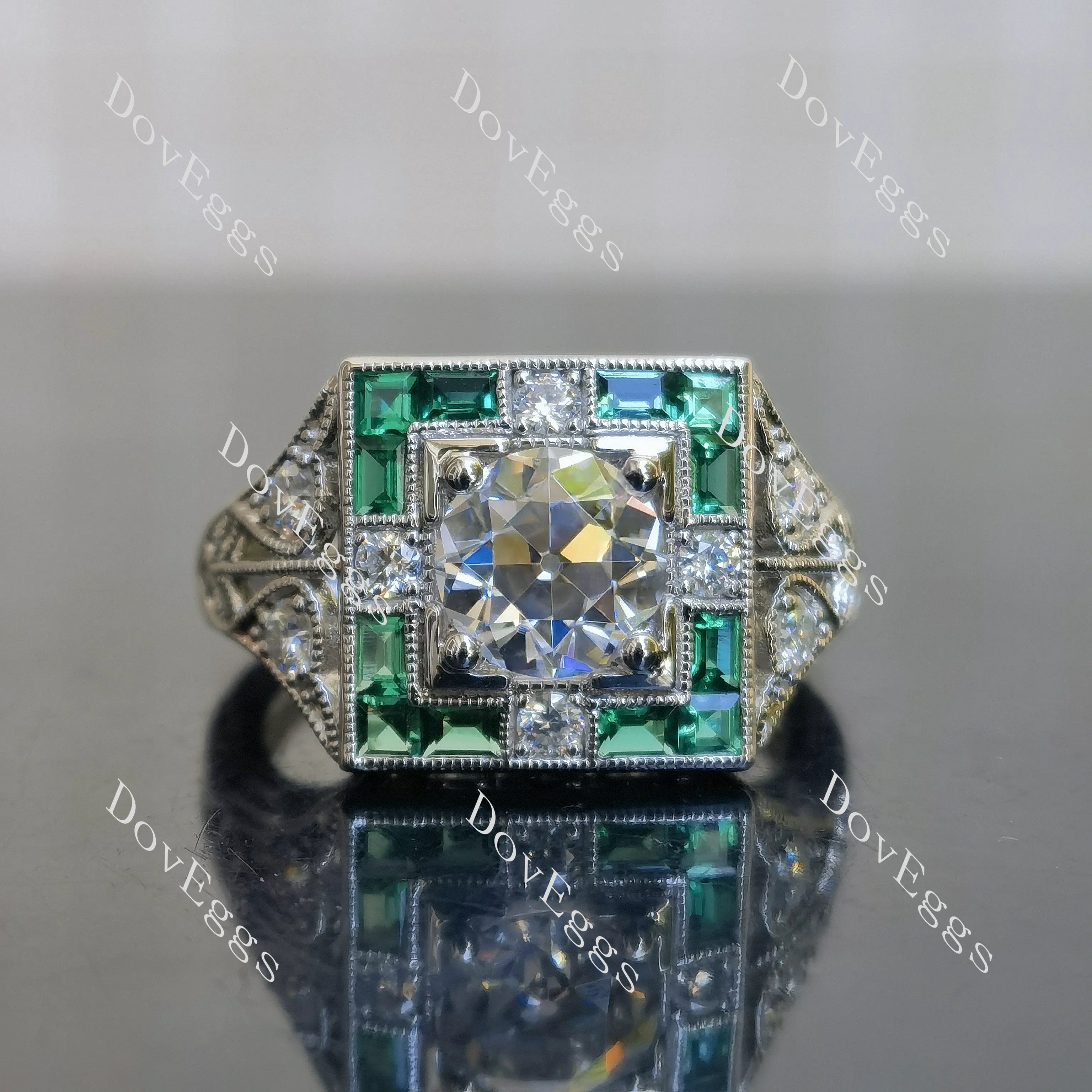 Doveggs pave art deco vintage engagement ring only semi-mount only(Exclusively to DovEggs Stones)