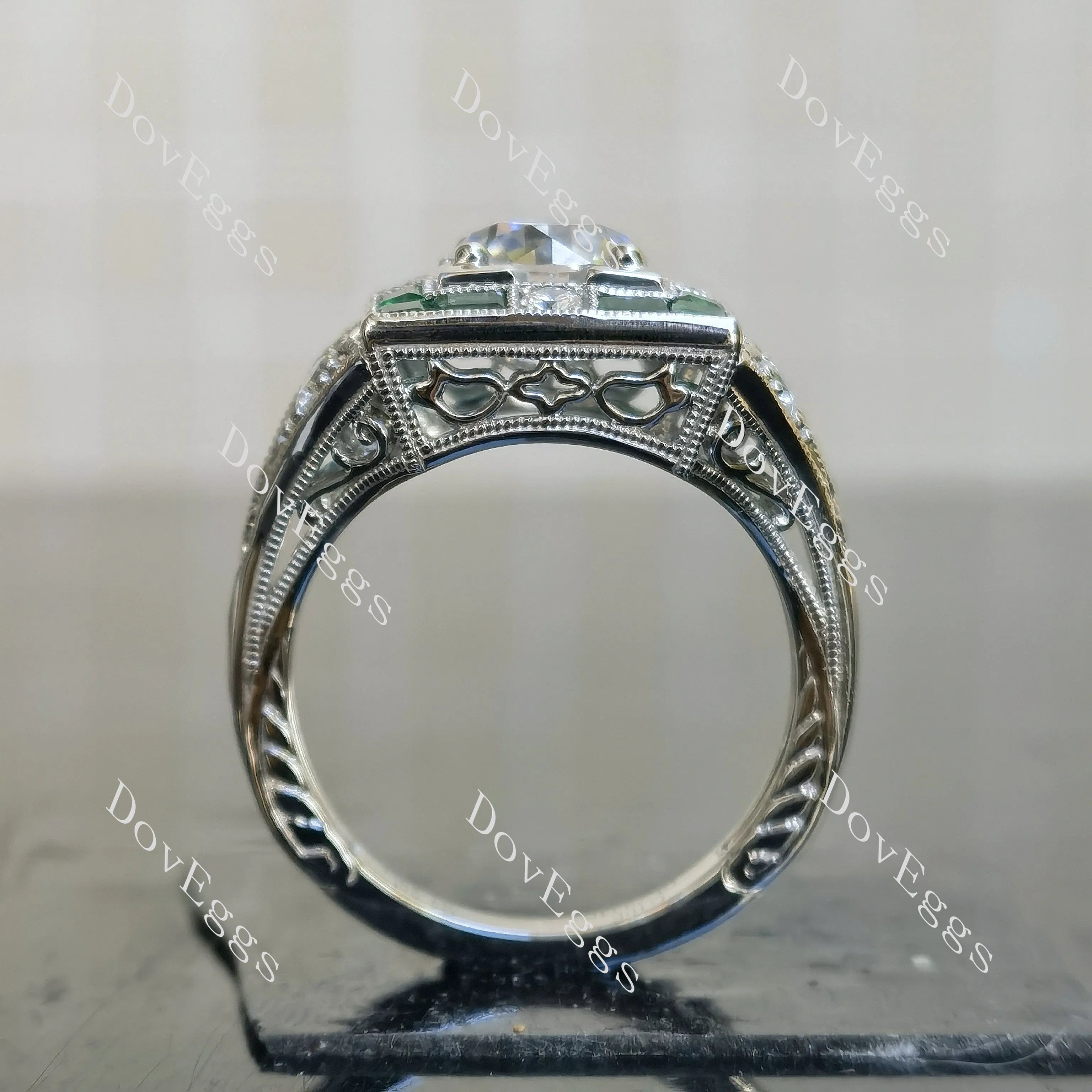 Doveggs pave art deco vintage engagement ring only semi-mount only(Exclusively to DovEggs Stones)