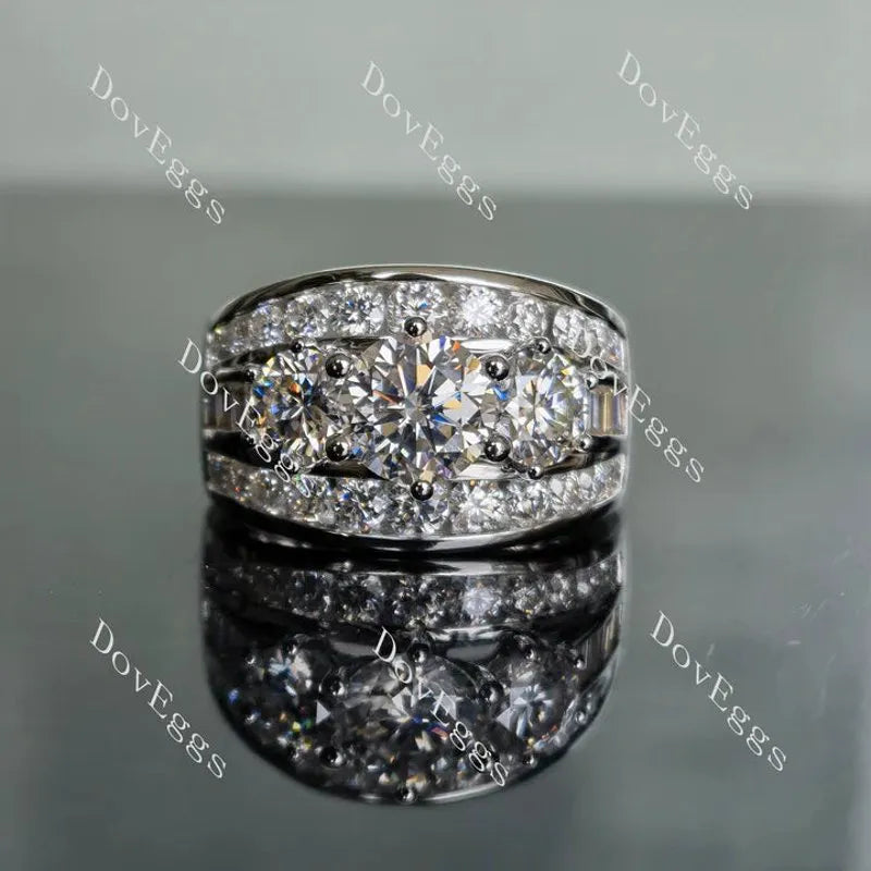 Doveggs three stones channel set engagement ring only semi-mount only(Exclusively to DovEggs Stones)