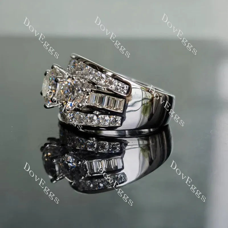 Doveggs three stones channel set engagement ring only semi-mount only(Exclusively to DovEggs Stones)