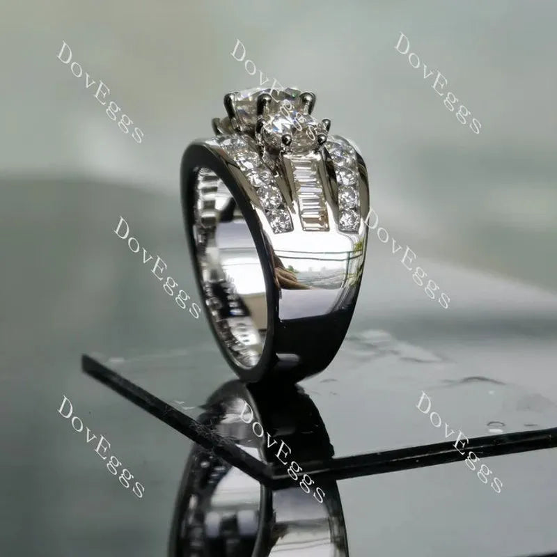 Doveggs three stones channel set engagement ring only semi-mount only(Exclusively to DovEggs Stones)