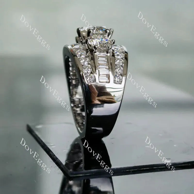 Doveggs three stones channel set engagement ring only semi-mount only(Exclusively to DovEggs Stones)